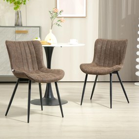 HOMCOM Lot de 2 scaune de sufragerie design modern și capitonat pentru sufragerie, sală de mese, dormitor, maro | Aosom Romania