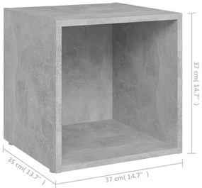 Comode TV, 2 buc., gri beton, 37x35x37 cm, PAL 2, Gri beton