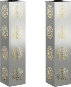 vidaXL Lumină LED Solară pentru Alei 2 pcs Argintiu Oțel galvanizat