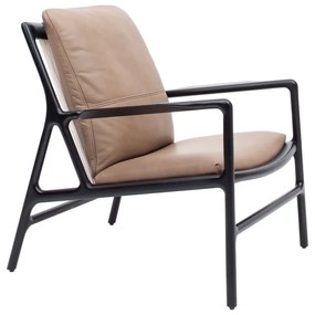 Fotoliu negru-bej cu tapițerie din piele Dedo – Gazzda