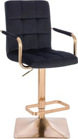 HC1015WP Pătrat Scaun Neagră Catifea cu Bază Aurie