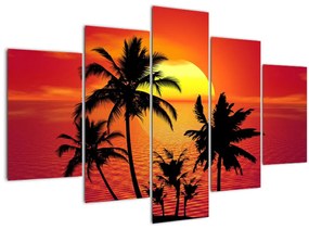 Tablou - Silueta insulei cu palmieri (150x105 cm)