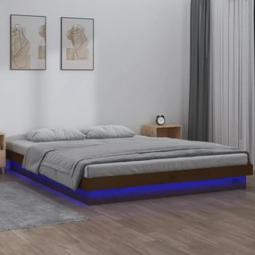 Cadru de pat cu LED, maro miere, 120x200 cm, lemn masiv maro miere, 120 x 200 cm