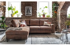 Colțar maro extensibil cu tapițerie din imitație de piele (cu colț pe partea stângă ) Lofty Lilly – Miuform