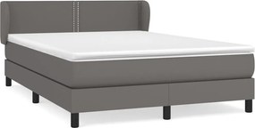vidaXL Pat box spring cu saltea, gri, 140x190 cm, piele ecologică
