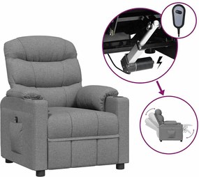 vidaXL Fotoliu rabatabil electric, gri deschis, textil
