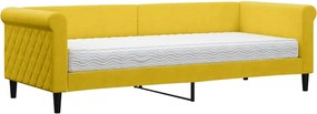 vidaXL Pat de zi cu saltea, galben, 80x200 cm, catifea