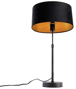 Lampă de masă neagră cu abajur oval din catifea neagră 35cm - Parte