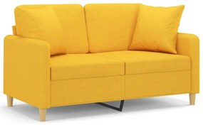 3153134 vidaXL Canapea 2 locuri cu perne&pernuțe galben deschis 120 cm textil