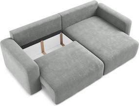 Colțar gri extensibil/cu spațiu de depozitare cu tapițerie din chenille (cu colț pe partea dreaptă/cu șezlong) Kona – Makamii