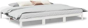 vidaXL Cadru de pat de familie fără saltea alb lemn masiv de pin