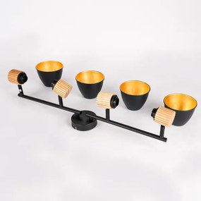 Brilagi - Plafonieră ODENSE cu 4 spoturi, 4xE14/10W/230V, lemn de cauciuc, negru