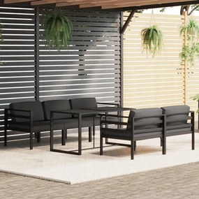 vidaXL Set mobilier de grădină cu perne, 6 piese, antracit, aluminiu