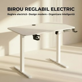 WX-009 – Birou Reglabil Electric, Înălțime Reglabilă 72–118 cm, Blat Monobloc PAL de Înaltă Densitate 15 mm, Cadru Metalic din Oțel 65×45 mm, Panou Electronic, 140 × 60 cm, Alb