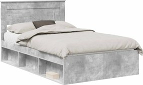vidaXL Cadru de pat cu headboard Beton 120 x 190 cm Lemn de pin masiv