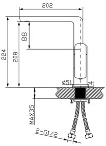 Sapho - Baterie pentru lavoar MIXONA 22,4 cm, crom lucios