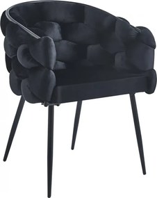 RESIGILAT- Scaun dining, tapiterie catifea, cadru metalic negru, Negru