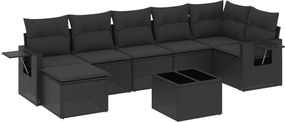 vidaXL Set mobilier de grădină cu perne, 8 piese, negru, poliratan