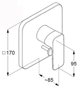 Baterie cada sau dus Kludi Pure  Style incastrata pentru corp ingropat, crom