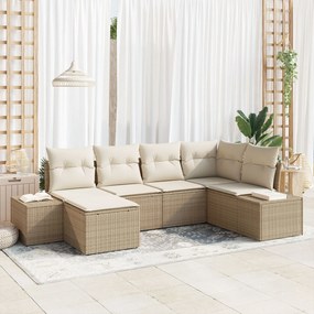 vidaXL Set de canapele pentru grădină 6 pcs bej și crem Rattan poli
