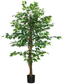 HOMCOM Ficus artificial cu ghiveci de 5 ft, planta artificiala de interior, exterior, pentru decorarea camerei de zi, biroului