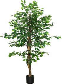 HOMCOM Ficus artificial cu ghiveci de 5 ft, planta artificiala de interior, exterior, pentru decorarea camerei de zi, biroului