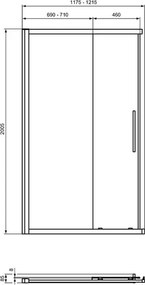 Usa de nisa culisanta Ideal Standard i.life 120 cm sticla 8 mm argintiu