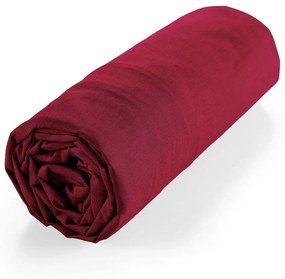 Cearceaf roșu din bumbac organic cu elastic 90x190 cm Biolina – douceur d'intérieur