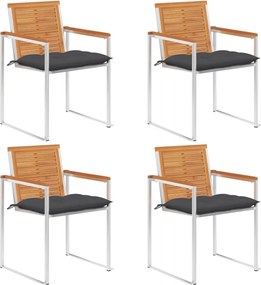 vidaXL Scaune de grădină cu perne, 4 buc., lemn masiv de salcâm