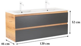 Dulap inferior Vario Forte 120 cu lavoar stejar-antracit
