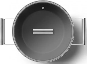 Oala cu capac SMEG CKFC2411RDM, 4,8 l, Ø24 cm, Acoperire cu teflon, Pana la 250°C, Inductie, Rosu