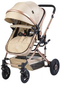 Carucior nou nascuti 2 in 1 NOVOKIDS™ Ciarra Gold PRO , Cu geanta bebe, Cadru Aluminiu , Amortizoare, Roti din cauciuc plin AVE, Landou, Modul sport,