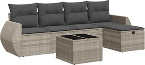 vidaXL Set canapele de grădină cu perne, 6 piese gri deschis poliratan