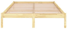 Cadru de pat UK Double, 135x190 cm, lemn masiv de pin Maro, 135 x 190 cm