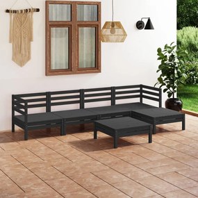 3082686 vidaXL Set mobilier de grădină, 6 piese, negru,lemn masiv de pin