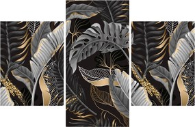 Tablou - Frunze tropicale, Galben - auriu (90x60 cm)
