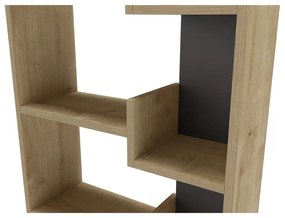 Bibliotecă neagră/în culoare naturală cu aspect de lemn de stejar 60,5x162 cm Klapo – Marckeric