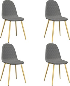 vidaXL Scaune de bucătărie, 4 buc., gri deschis, catifea