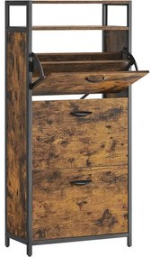 Dulap Pentru Pantofi Cu 3 Usi Rabatabile, Vintage Maro Si Negru, 60 Cm