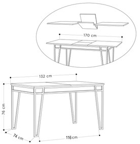 Masă extensibilă Pal - Oak