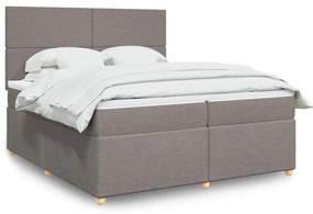 vidaXL Pat box spring cu saltea, gri taupe, 200x200 cm, textil