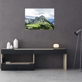 Tablou pe sticlă - Crestele munților (70x50 cm)