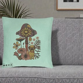 Perna Decorativa Ciuperca Caine Boho, 40x40 cm, Verde Menta, Husa Detasabila, Perna Inclusa, BEKZ®