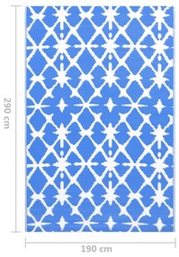 Covor de exterior, albastru si alb, 190x290 cm, PP Albastru si alb, 190 x 290 cm