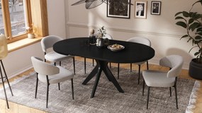 Mazzoni RENZO Negru - MASĂ ROTUNDĂ Ø110 EXTENSIBILĂ PÂNĂ LA 180 cm | PENTRU BUCĂTĂRIE SUFRAGERIE LIVING RETRO
