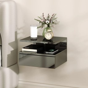 HOMCOM Set de 2 Noptiere Moderne Suspendate pentru Dormitor cu Sertar și Raft, 35x32x22,5 cm, Negru Lucios | Aosom Romania