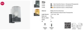 Aplica de perete pentru iluminat exterior IP65 KILA amber