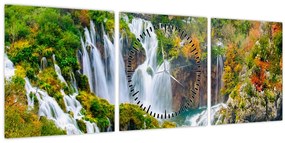 Tablou - Parcul Național Lacurile Plitvice (cu ceas) (90x30 cm)