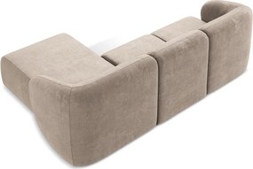 Colțar maro deschis cu tapițerie din chenille (cu colț pe partea dreaptă/cu șezlong) Lani – Makamii