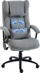 HOMCOM Scaun de birou ergonomic cu masaj cu 4 puncte de frământare, fotoliu cu spătar înalt tip fluture, șezut lat, gri | Aosom Romania